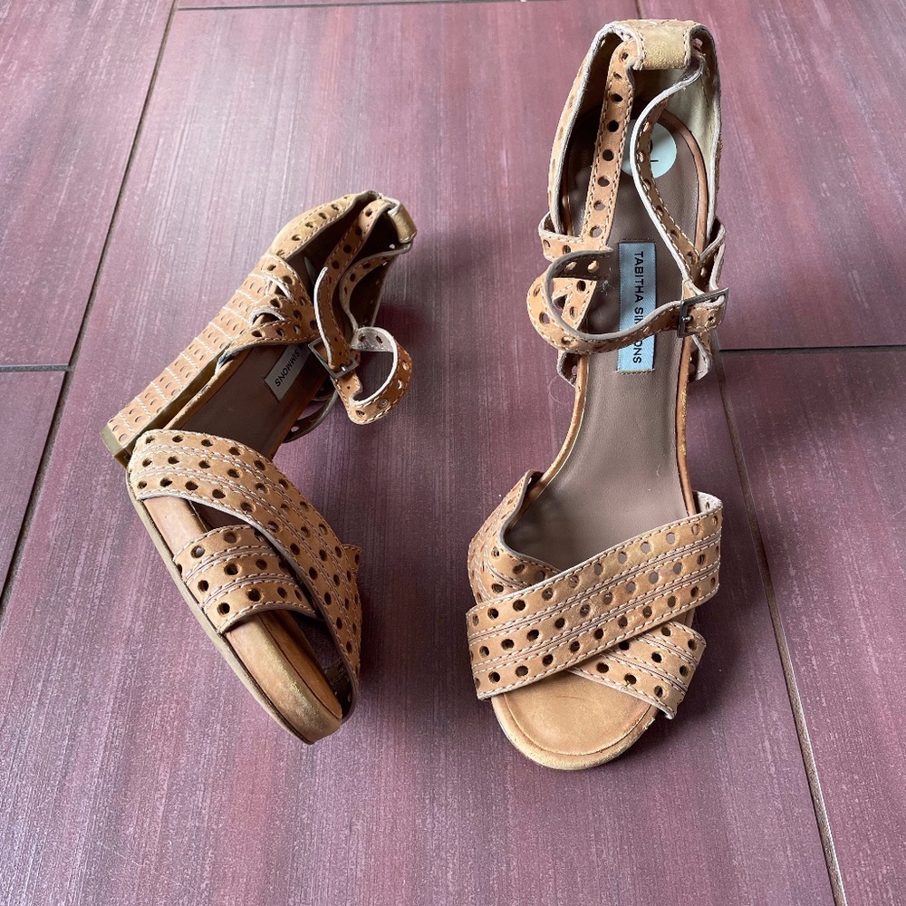 Tabitha Simmons perforated suede sandals